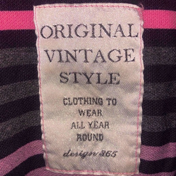 Original Vintage Style Polo Crewneck Sweater Striped Purple Gray Valentine’s Day - Picture 3 of 7